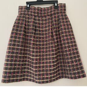 Lew Greene Private Collection Boutique Size 2 Chenille Green Pink Tweed Skirt